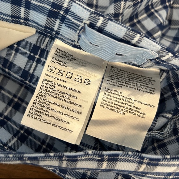 H&M Navy and Light Blue Checkered Skirt Youth 12 - Picture 5 of 9